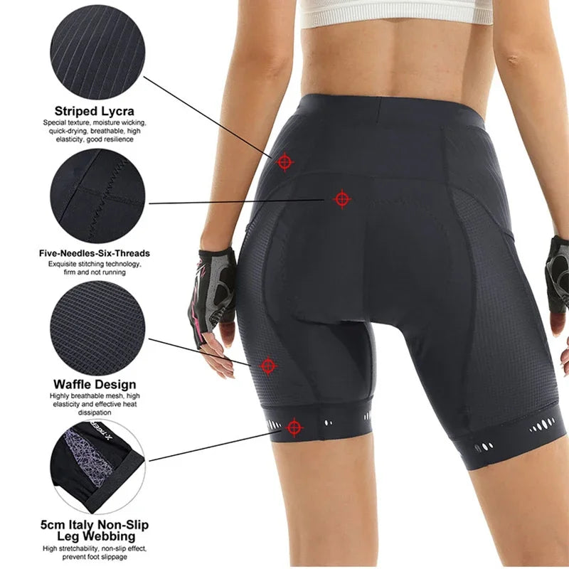 X-TIGER Women's Padded Cycling Bib Shorts – MTB & Road