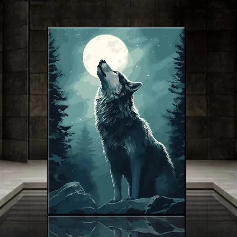 Fantasy Wolf & Crow Canvas Wall Art Poster | Halloween Décor Canvas Wall Art Peaceful Pleasures Health and Wellness