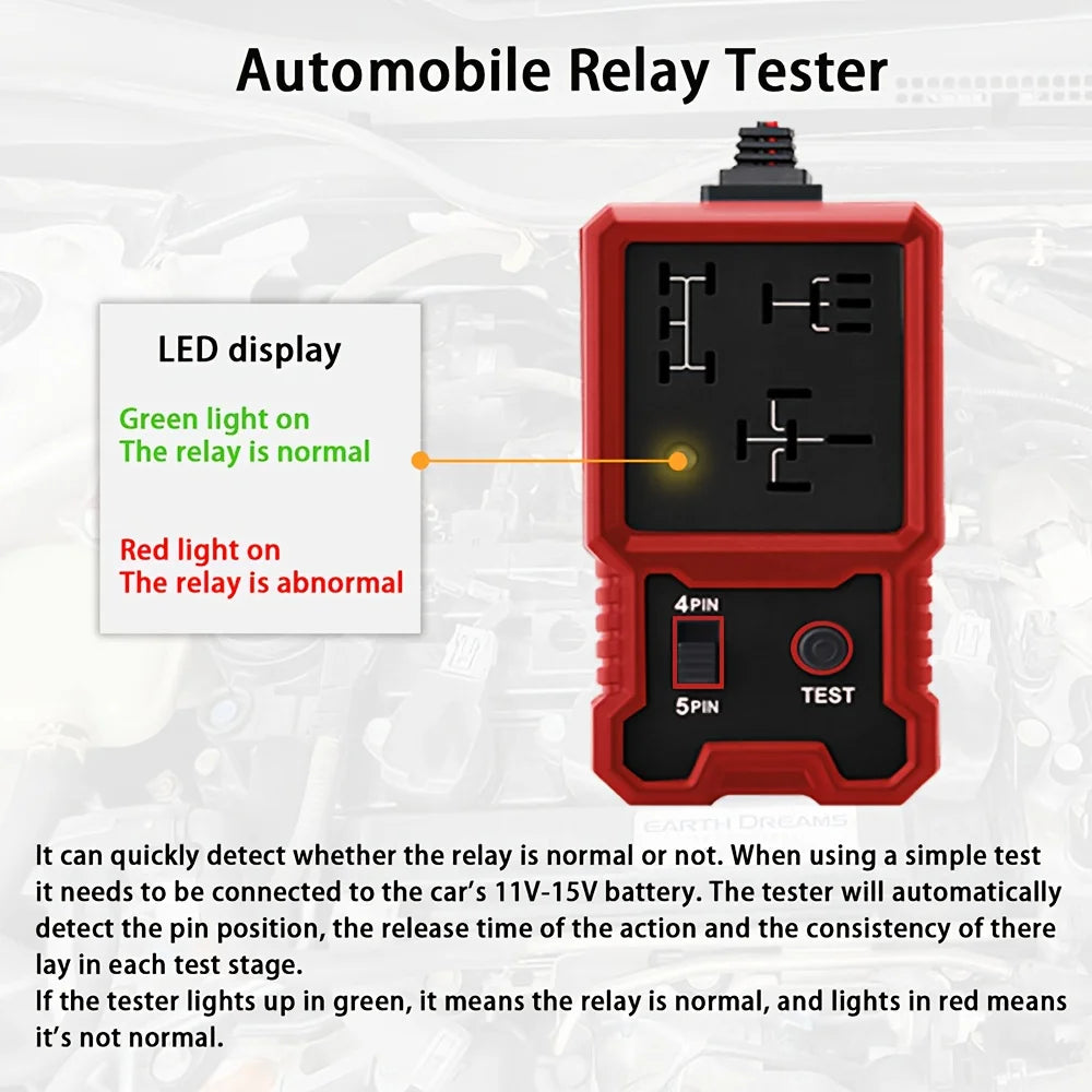 12V Car Relay Tester with Battery Clip – 4/5 Pin Universal Peaceful Pleasures Health and Wellness