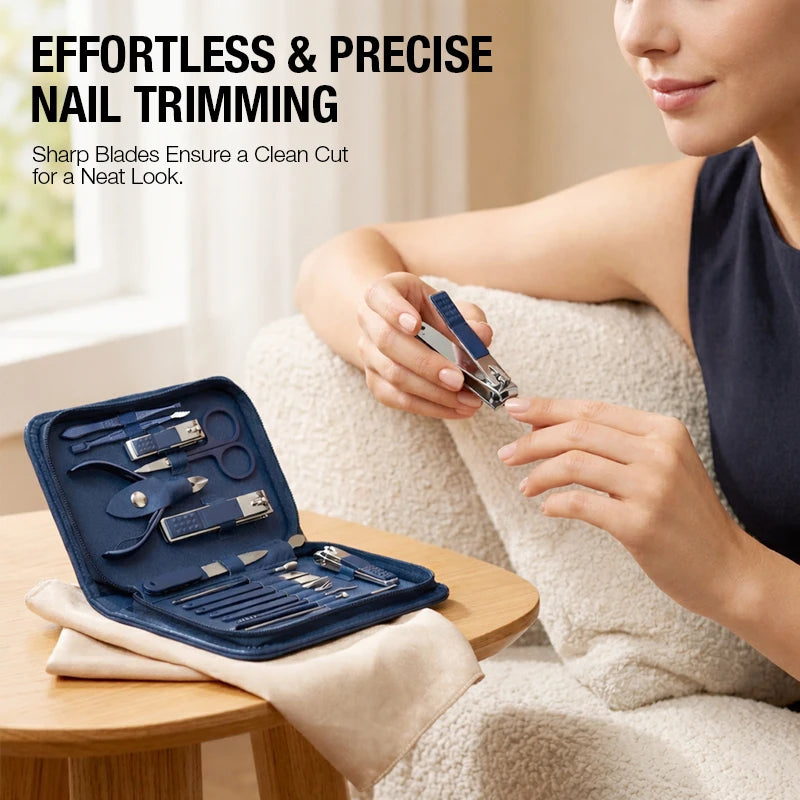 18PCS Professional Nail Clipper Set Home Set Stainless Steel Nail Clippers Hand and Foot Care with Zipper Case for Men & Women Peaceful Pleasures Health and Wellness