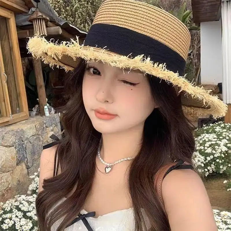 Women's Foldable Straw Sun Hat | Large Brim UV Protection