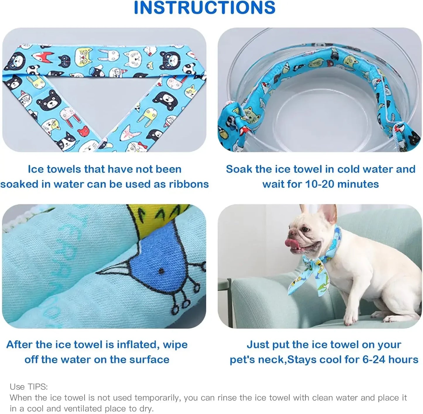Pet Cooling Scarf Ice Bandana for Dogs & Cats – 2 Pack