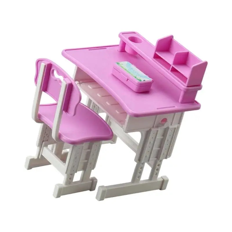 Miniature Desk & Chair Set – Dollhouse School Furniture for Kids
