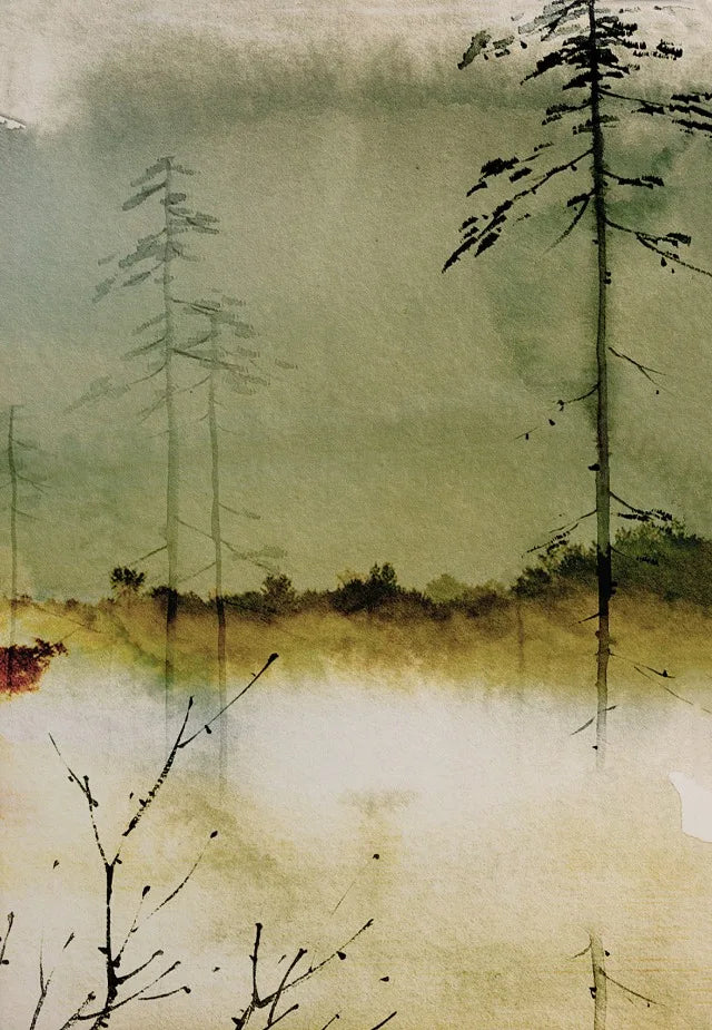 Japanese Vintage Watercolour Landscape Canvas Wall Art Print