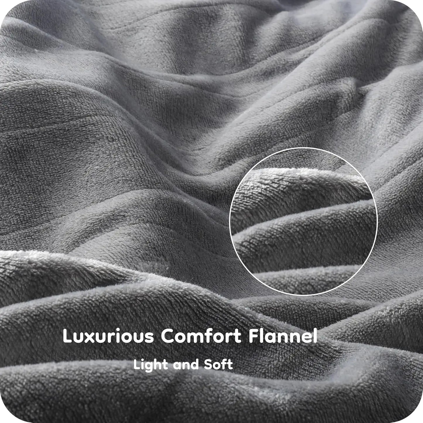 Full Size Electric Heated Blanket – 4 Levels, Light Grey Peaceful Pleasures Health and Wellness