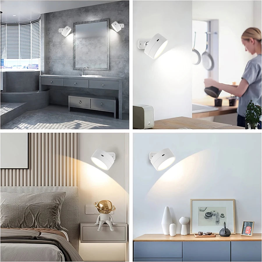 360°Rotatable LED Wall Lamp Rechargeable RGB&3Color Magnetic LED Spotlight Touch Remote Control For Bedroom Living Room Lighting Peaceful Pleasures Health and Wellness