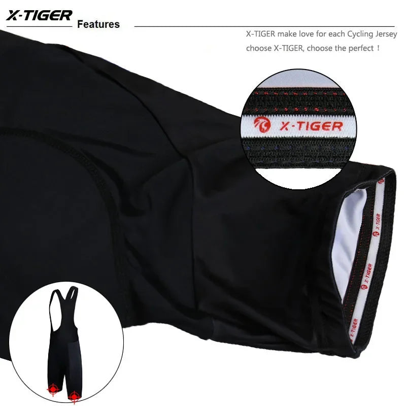 X-TIGER Men's 5D Gel Pad Cycling Bib Shorts – MTB & Road