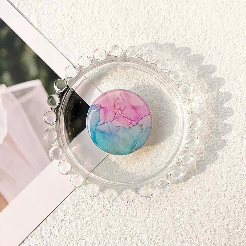 Socket Grip Tok Acrylic Glue Material High Quality Transparent Folding Stand Marble Pattern Phone Holder Foldable phone grip Peaceful Pleasures Health and Wellness P193-06