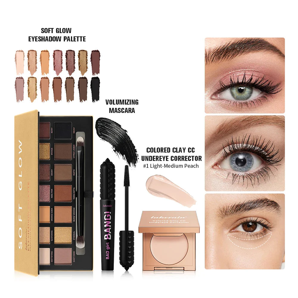 3-Piece Eye Makeup Kit: CC Corrector, Eyeshadow & Mascara