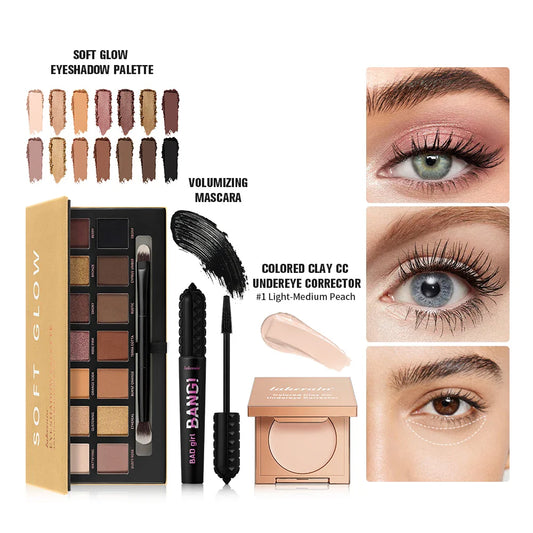 3-Piece Eye Makeup Kit: CC Corrector, Eyeshadow & Mascara Eye Makeup Kit Oasis Select