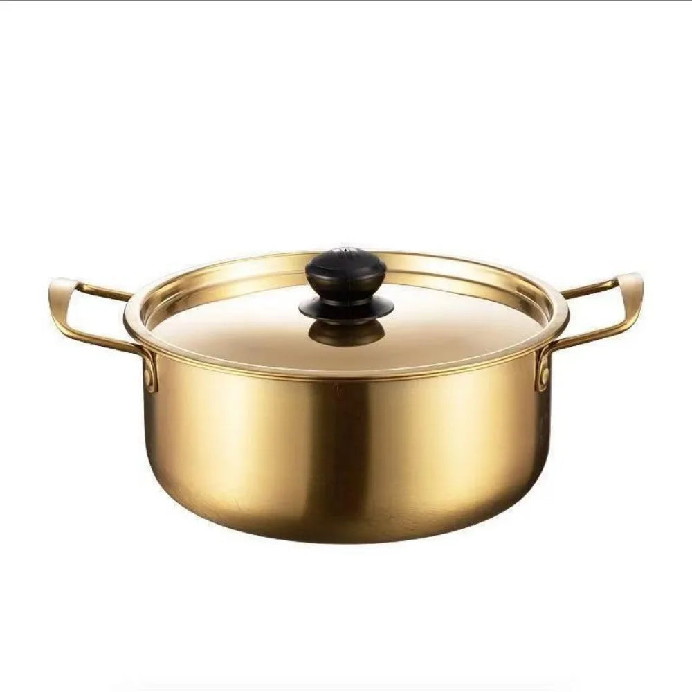 Korean Mini Ramen Pot | Stainless Steel Soup Hot Pot with Lid