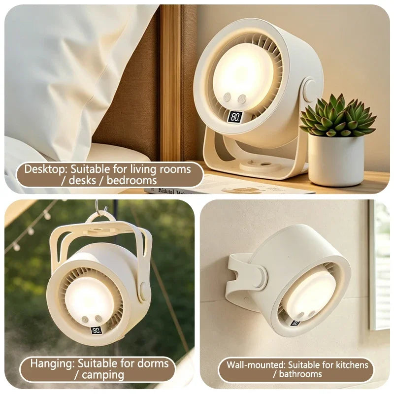 Lenovo Silent Turbo Desk Fan Wall Mounted Fan High Speed Rechargeable RGB Night Light Remote Control for Home Outdoor Kitchen Peaceful Pleasures Health and Wellness