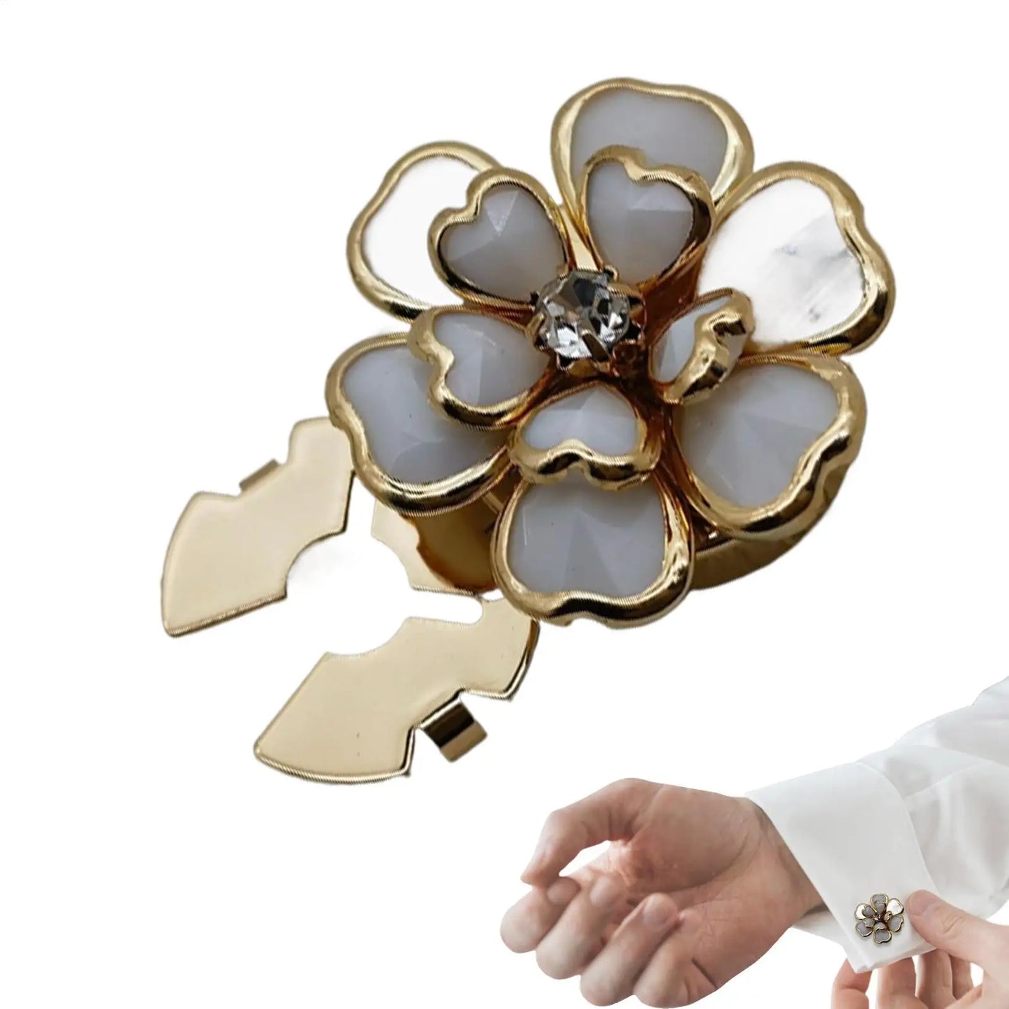 Flower Button Covers – Clip-On Rhinestone Decorative Shirt Buttons