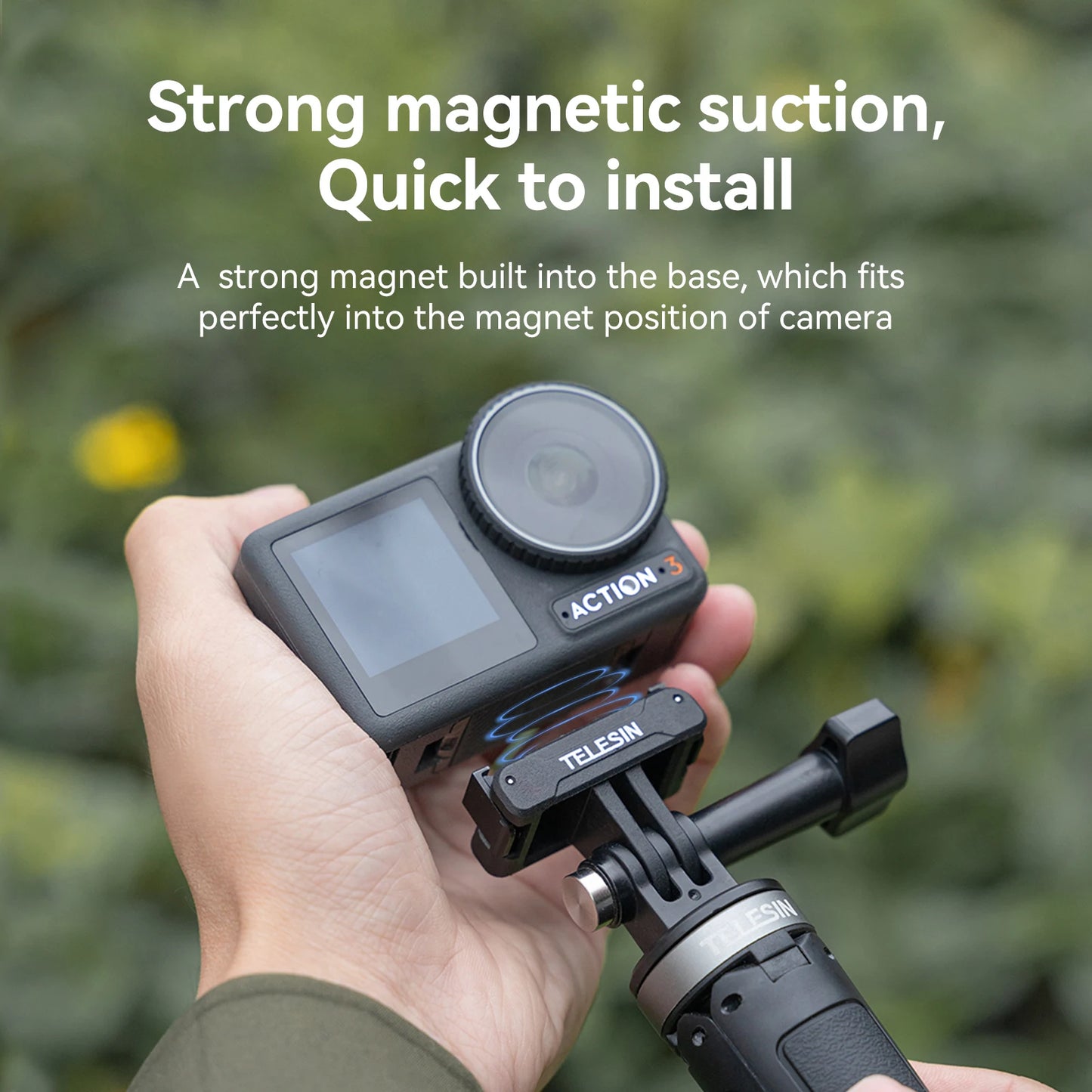 TELESIN Magnetic Two Claw Adapter Action Camera Accessories For DJI OSMO Action 3 Adapter Refined and Safe Peaceful Pleasures Health and Wellness