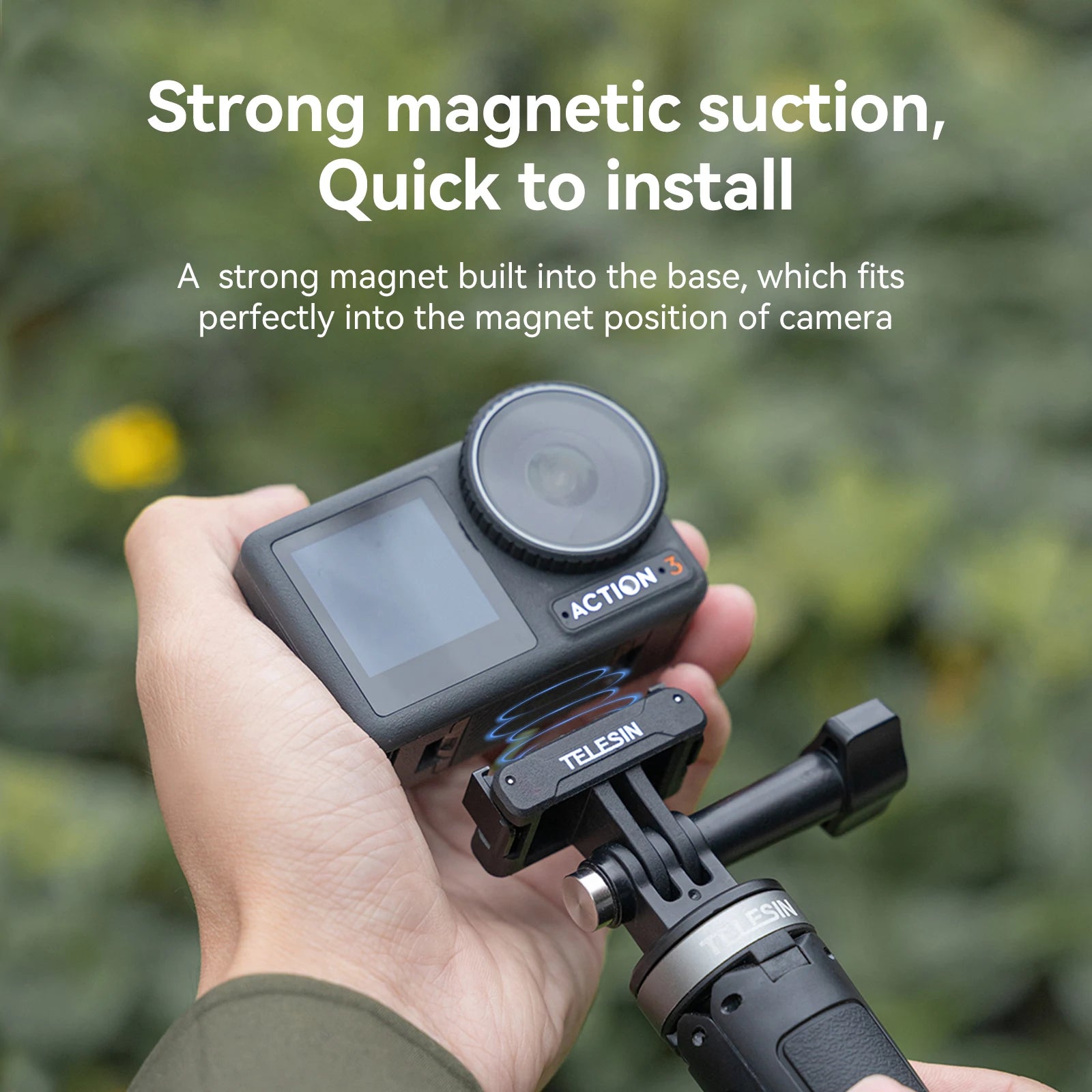 TELESIN Magnetic Two Claw Adapter Action Camera Accessories For DJI OSMO Action 3 Adapter Refined and Safe Peaceful Pleasures Health and Wellness