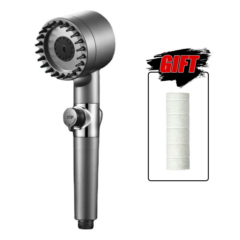 3-Mode High-Pressure Shower Head with Massage Brush & Filter