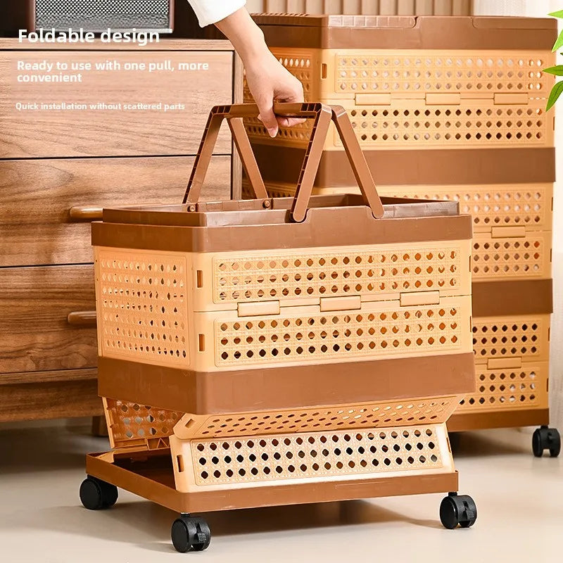 Foldable Storage Box with Wheels: Large Capacity Rolling Organizer for Clothes, Snacks, Toys & Books in Dorm Rooms or Homes Peaceful Pleasures Health and Wellness