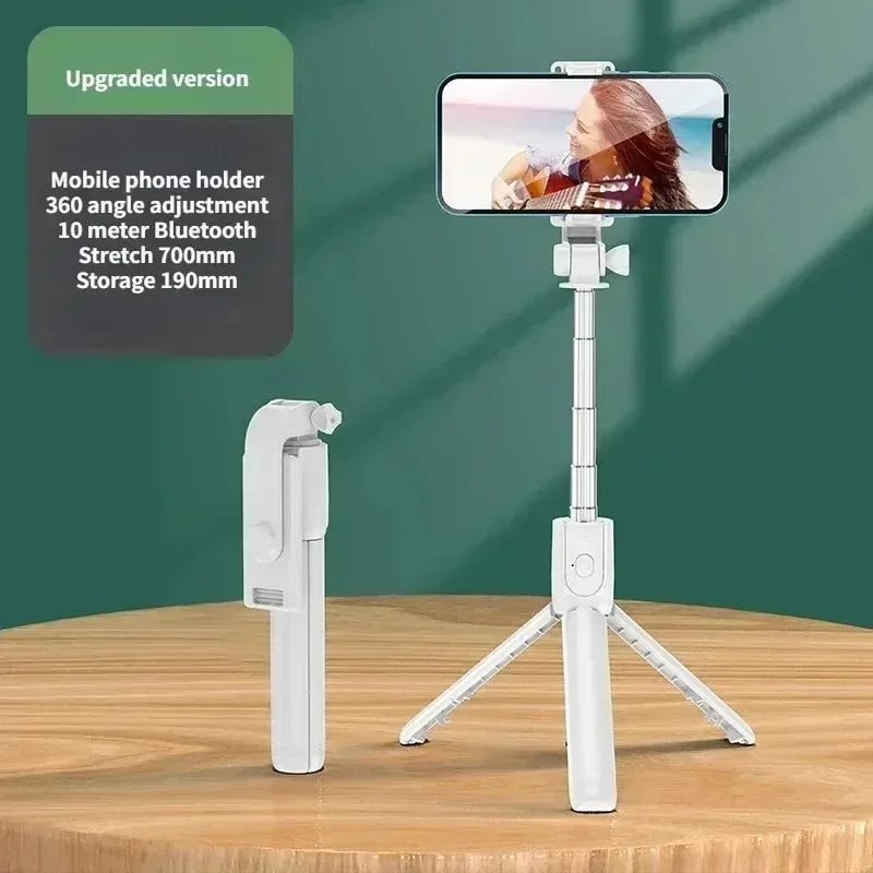 Selfie Stick Wireless Tripod Stand with Light Bluetooth Remote Extendable Tripod for iPhone Mobile Phone Live Streaming Peaceful Pleasures Health and Wellness White