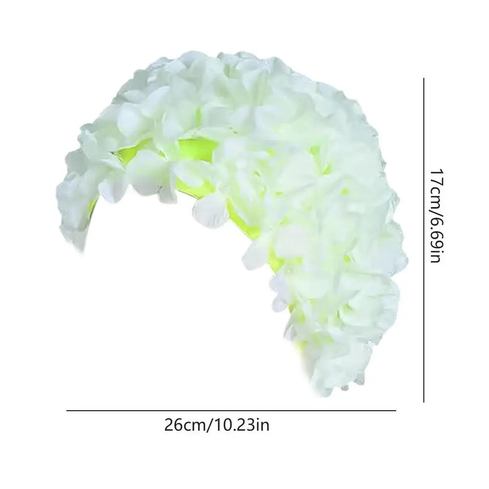 3D Floral Petal Swim Cap – Retro Stretch Hat for Women