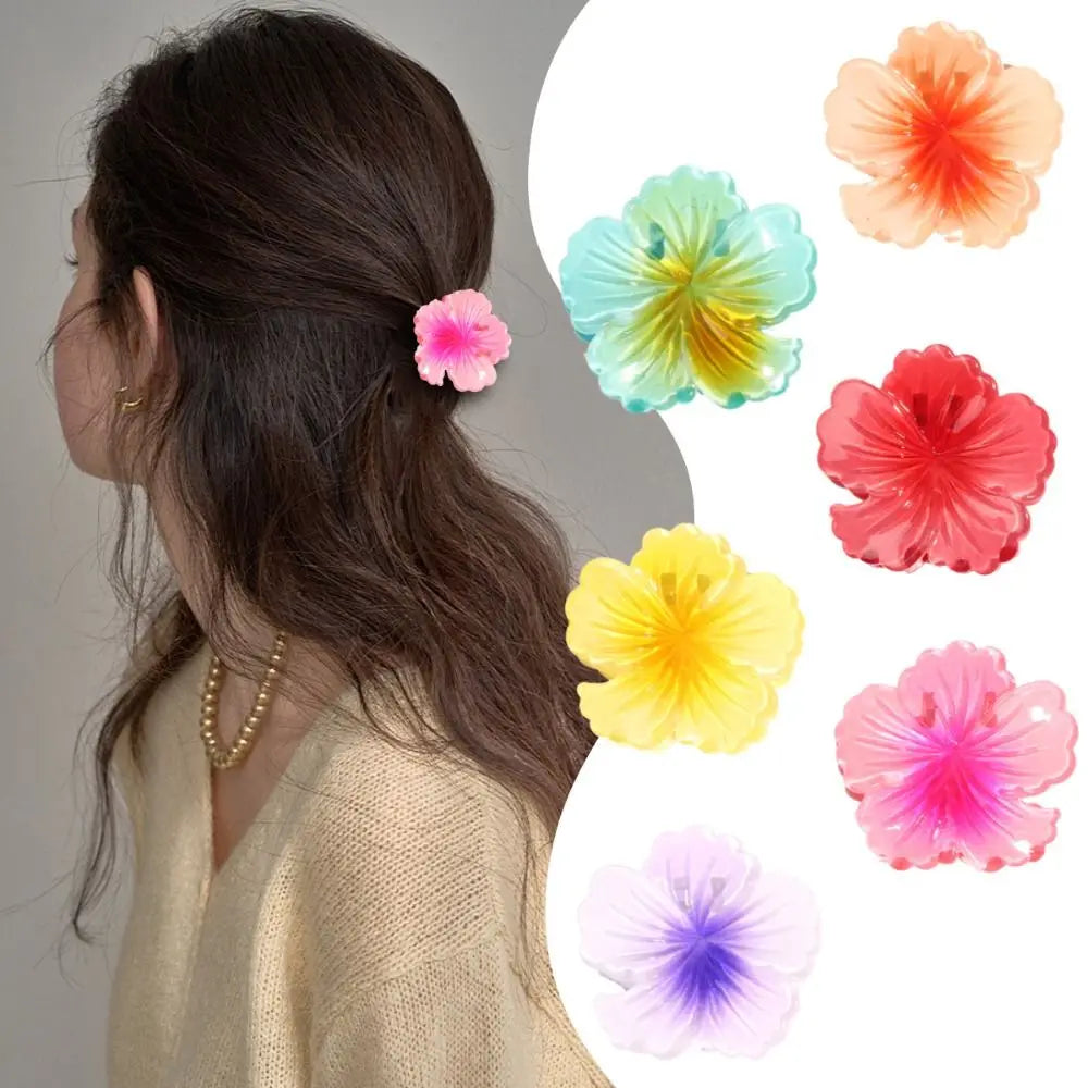 3-Pack Hibiscus Flower Hair Claw Clips – Gradient Summer Set