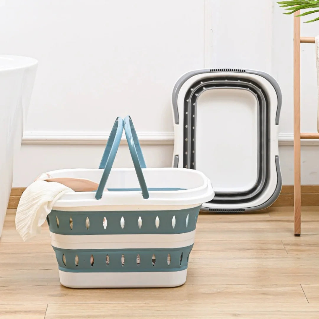 Foldable Collapsible Oval Laundry Basket | Portable Washing Tub Collapsible Laundry Basket Peaceful Pleasures Health and Wellness