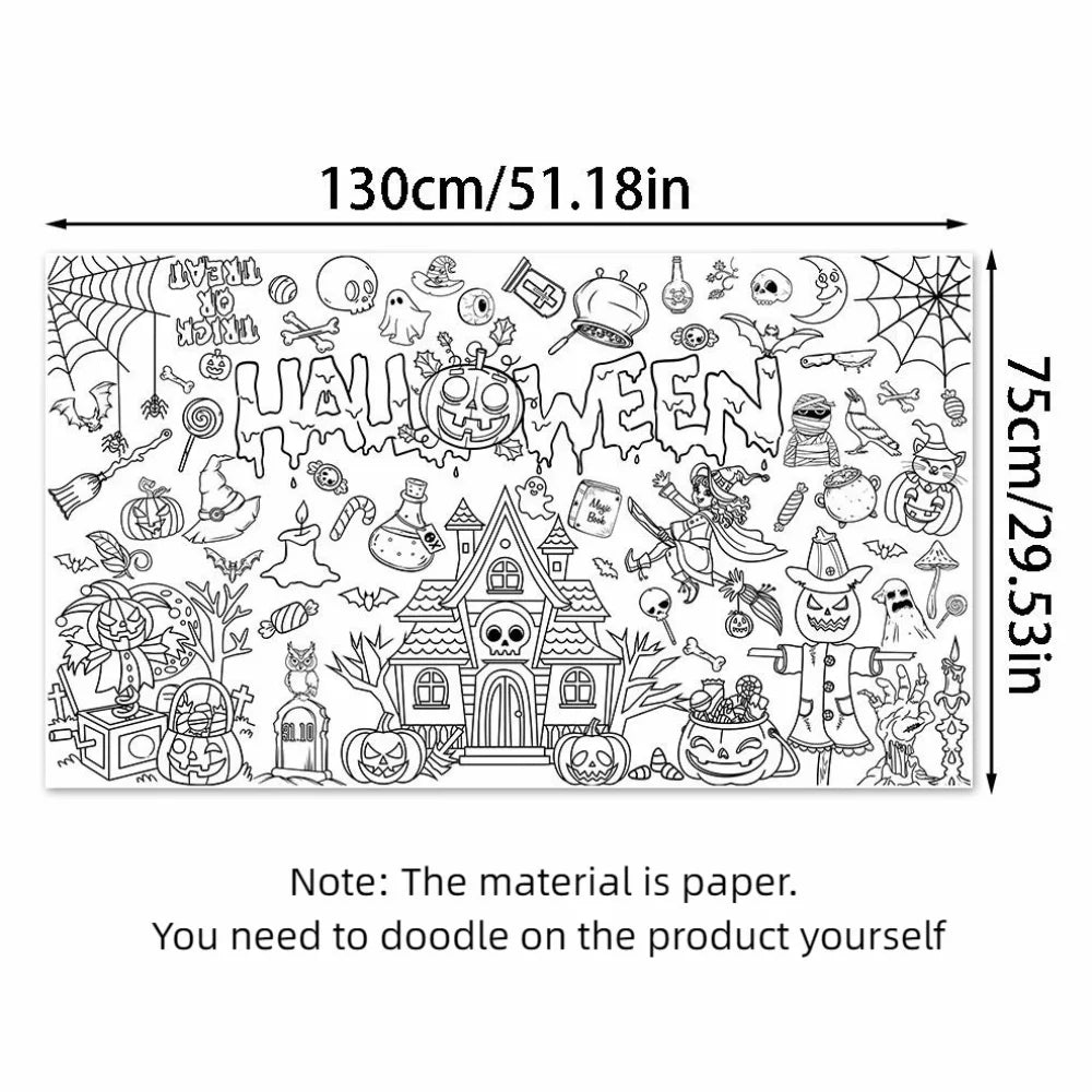 Creative Halloween Graffiti Tablecloth Handmade DIY Painting Large Coloring Posters 130x75cm Cartoon Large Paper Banner Peaceful Pleasures Health and Wellness