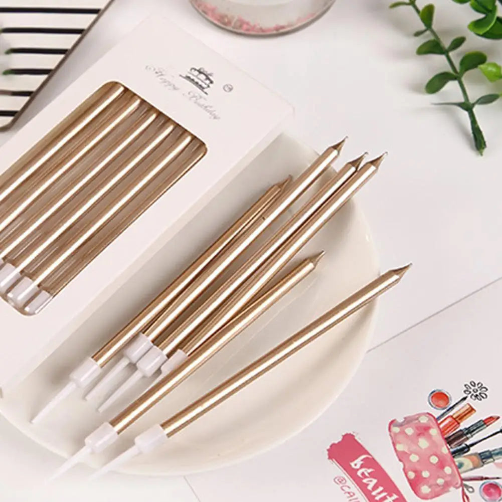 Gold & Silver Birthday Cake Candles – 6-Pack Cupcake Toppers