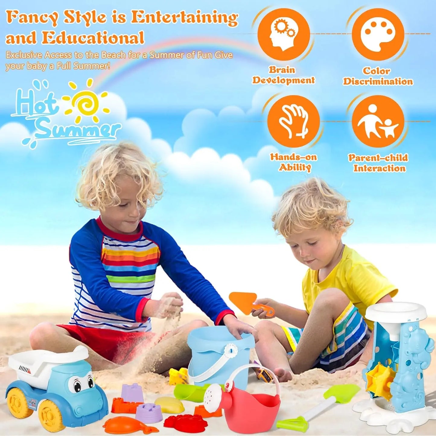 Kids Beach Sand Toys Set – Bucket, Shovel & Rake | SONGYI