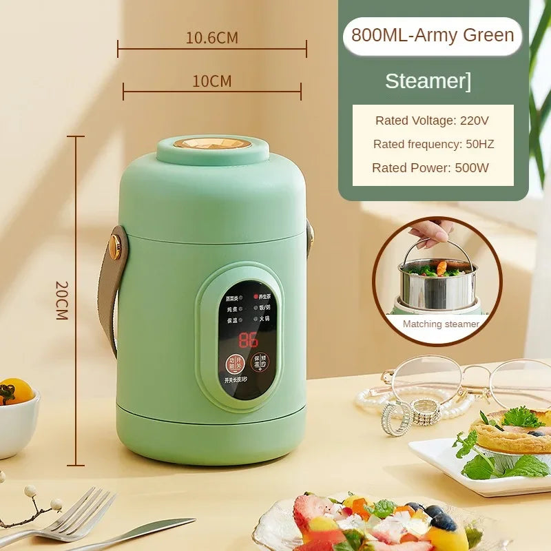 URGGU 800ml Portable Electric Stew Pot with Steamer | 220V
