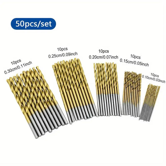 50/99pc Titanium HSS Twist Drill Bit Set 1–3mm | Wood & Metal Peaceful Pleasures Health and Wellness