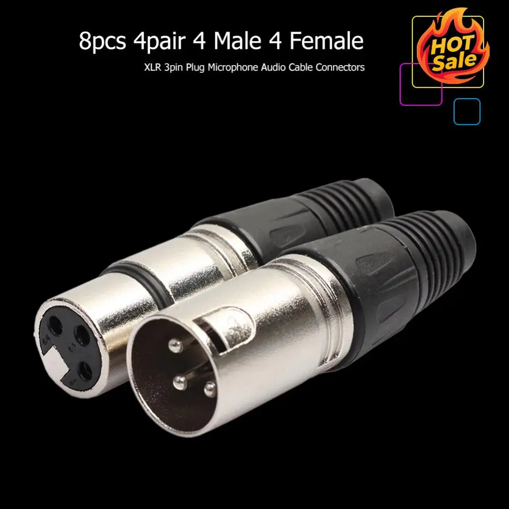 8-Pack 3-Pin XLR Male & Female Panel Mount Connectors – DIY Audio