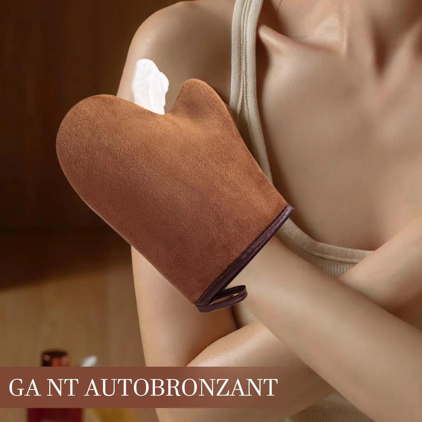 Double-Sided Self-Tanning Mitt – Flocking Applicator Glove