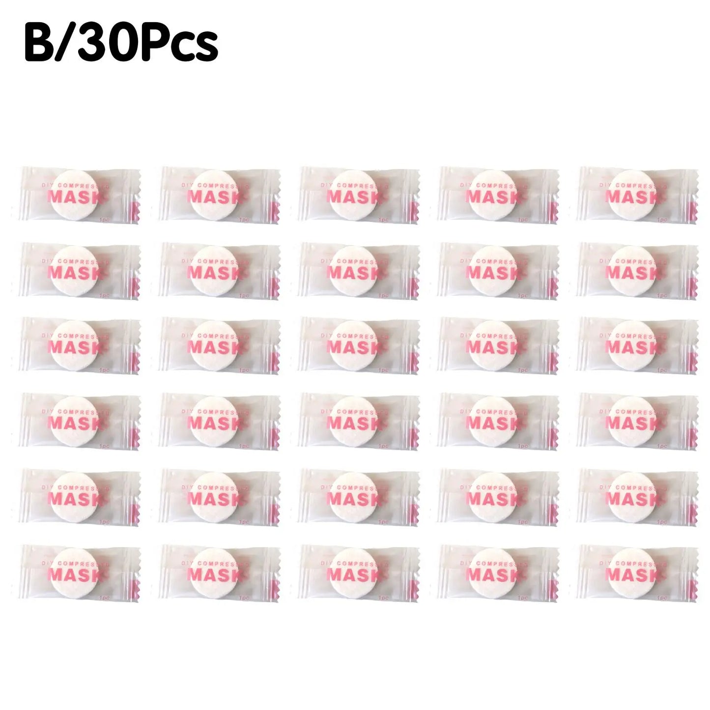 30/50pcs Disposable Compressed Facial Mask Portable Travel Non-woven Face Mask Skin Care Cotton Wrapped Masks Paper Peaceful Pleasures Health and Wellness pink 30pcs