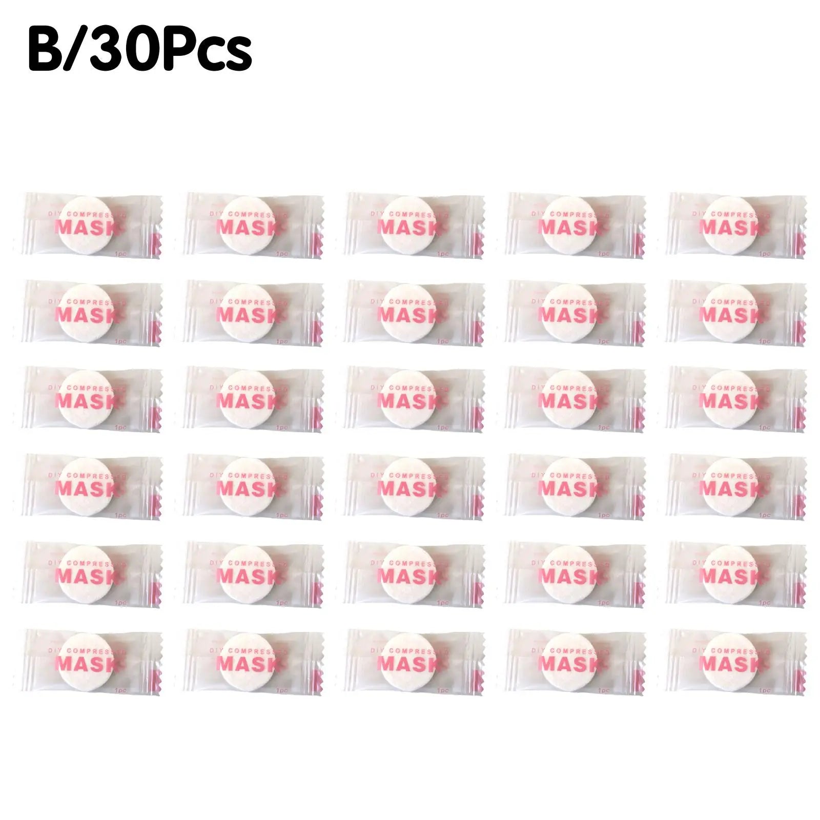 30/50pcs Disposable Compressed Facial Mask Portable Travel Non-woven Face Mask Skin Care Cotton Wrapped Masks Paper Peaceful Pleasures Health and Wellness pink 30pcs