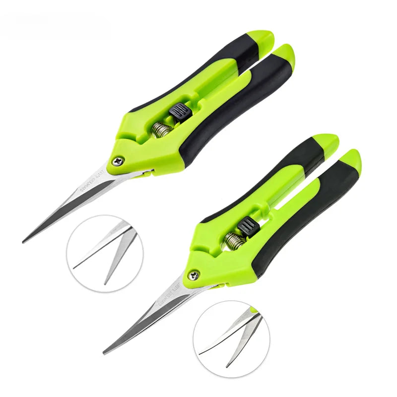 Garden Pruning Shears Stainless Steel Plants Fruit Grape Picking Scissors Horticulture Leaf Trimmer Straight Elbow Pruning Tools Peaceful Pleasures Health and Wellness