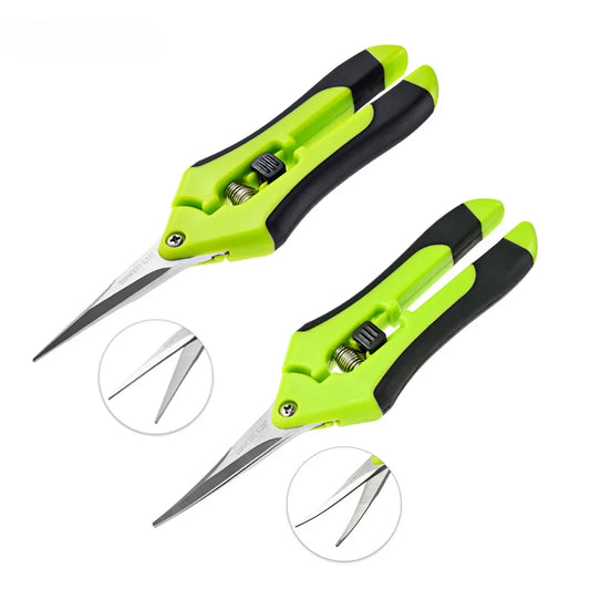 Garden Pruning Shears Stainless Steel Plants Fruit Grape Picking Scissors Horticulture Leaf Trimmer Straight Elbow Pruning Tools Peaceful Pleasures Health and Wellness