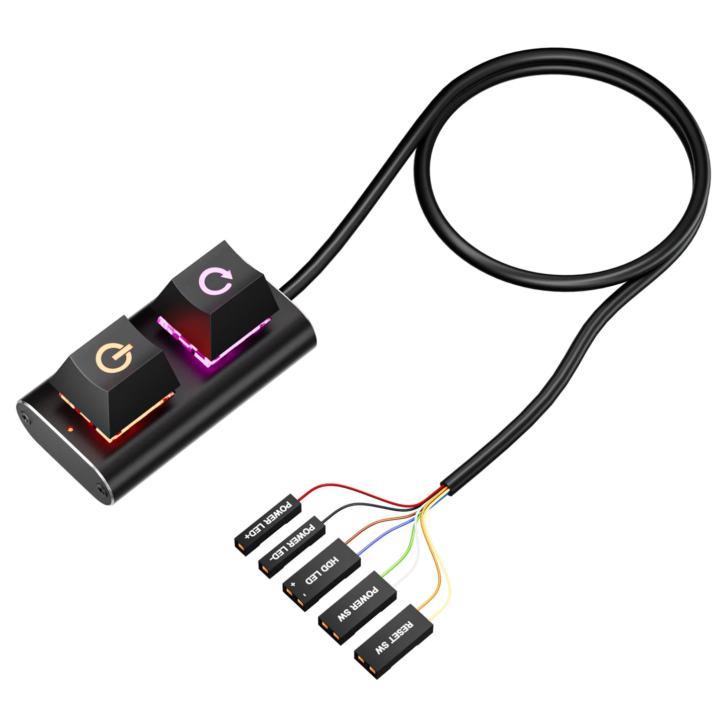 2m Extended Desktop Power Button with LED Light Mechanical Power Switch for Easy External Remote Start PC Motherboard Peaceful Pleasures Health and Wellness as show
