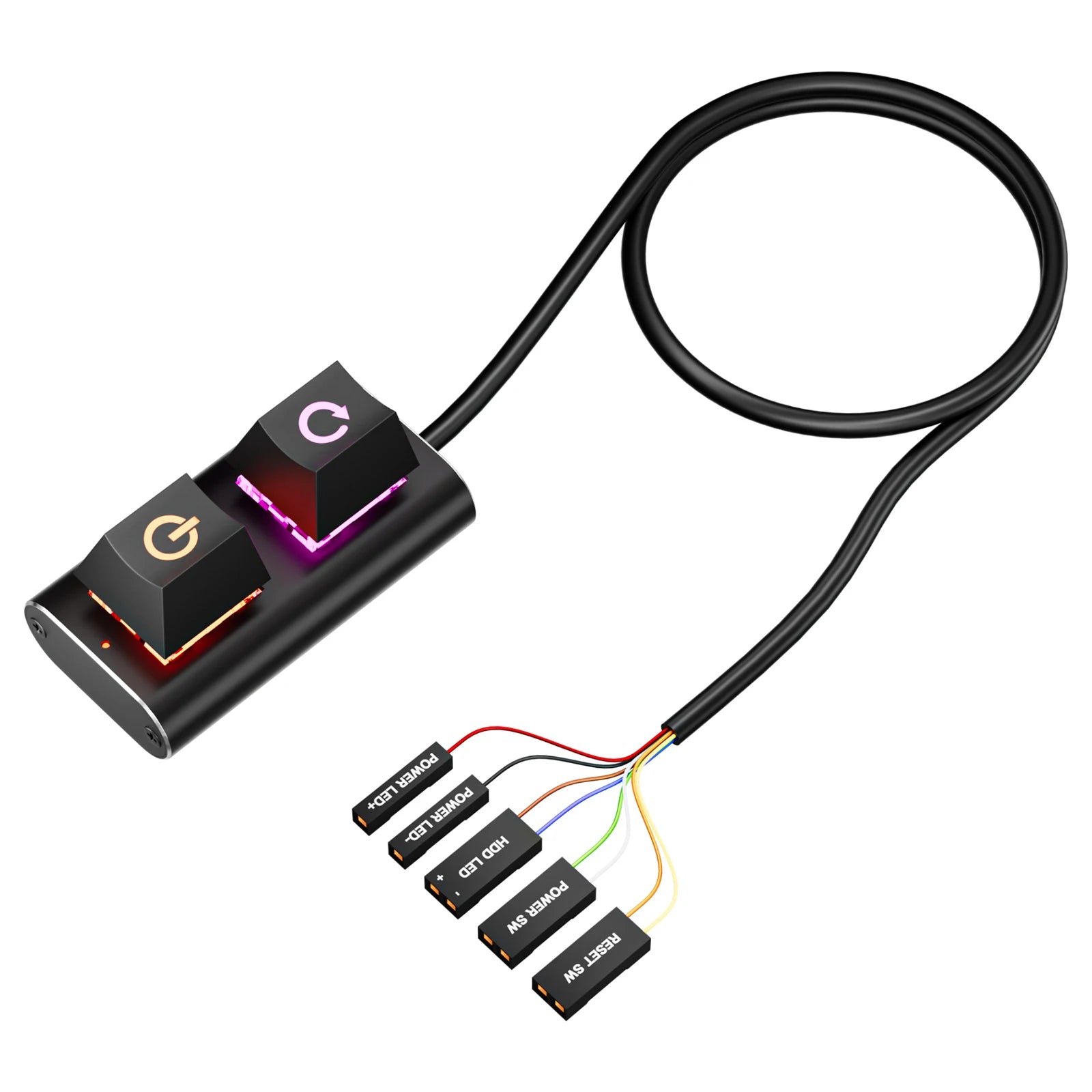 2m Extended Desktop Power Button with LED Light Mechanical Power Switch for Easy External Remote Start PC Motherboard Peaceful Pleasures Health and Wellness as show