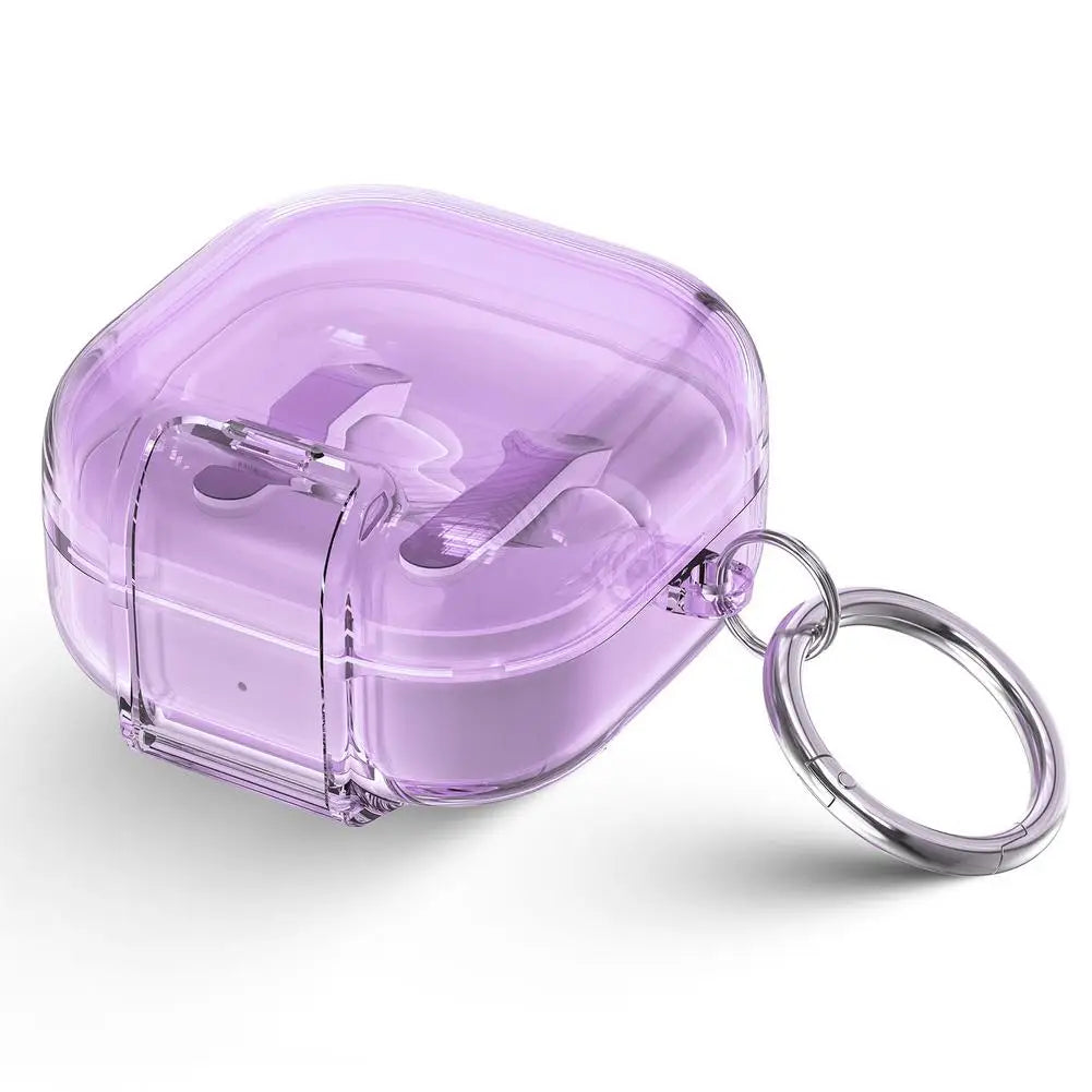 Crystal Transparent Earphone Case for Samsung Galaxy Buds4Pro Dust-proof Scratch-resistant Protective Cover Clear Secure Shell Peaceful Pleasures Health and Wellness Purple