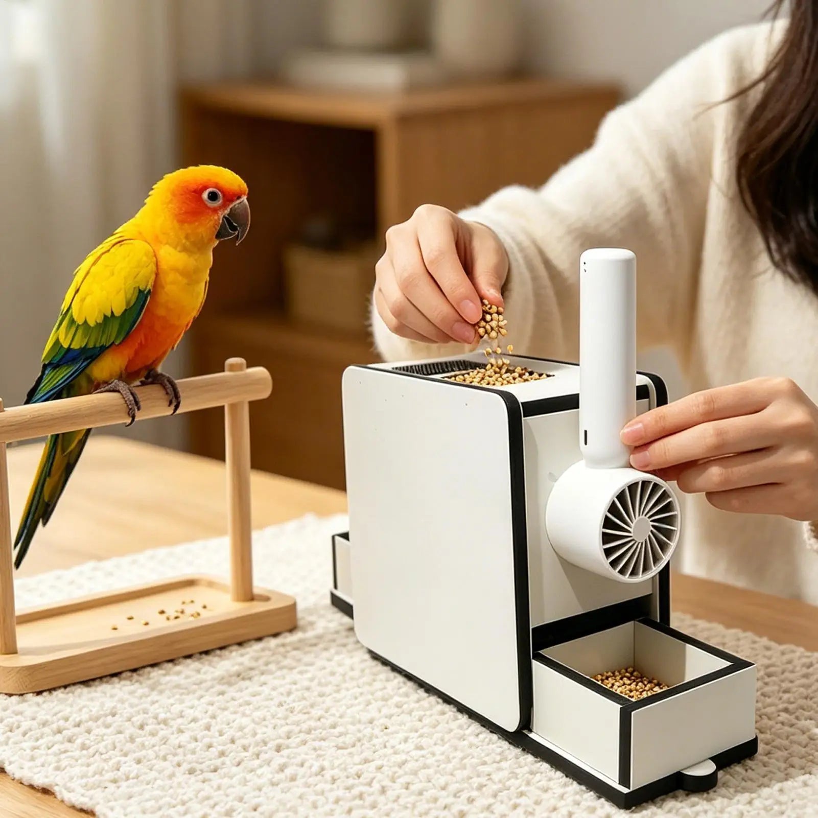 Handheld Bird Feed Shell Blower & Grain Cleaner for Parrots Bird Feed Cleaner Peaceful Pleasures Health and Wellness