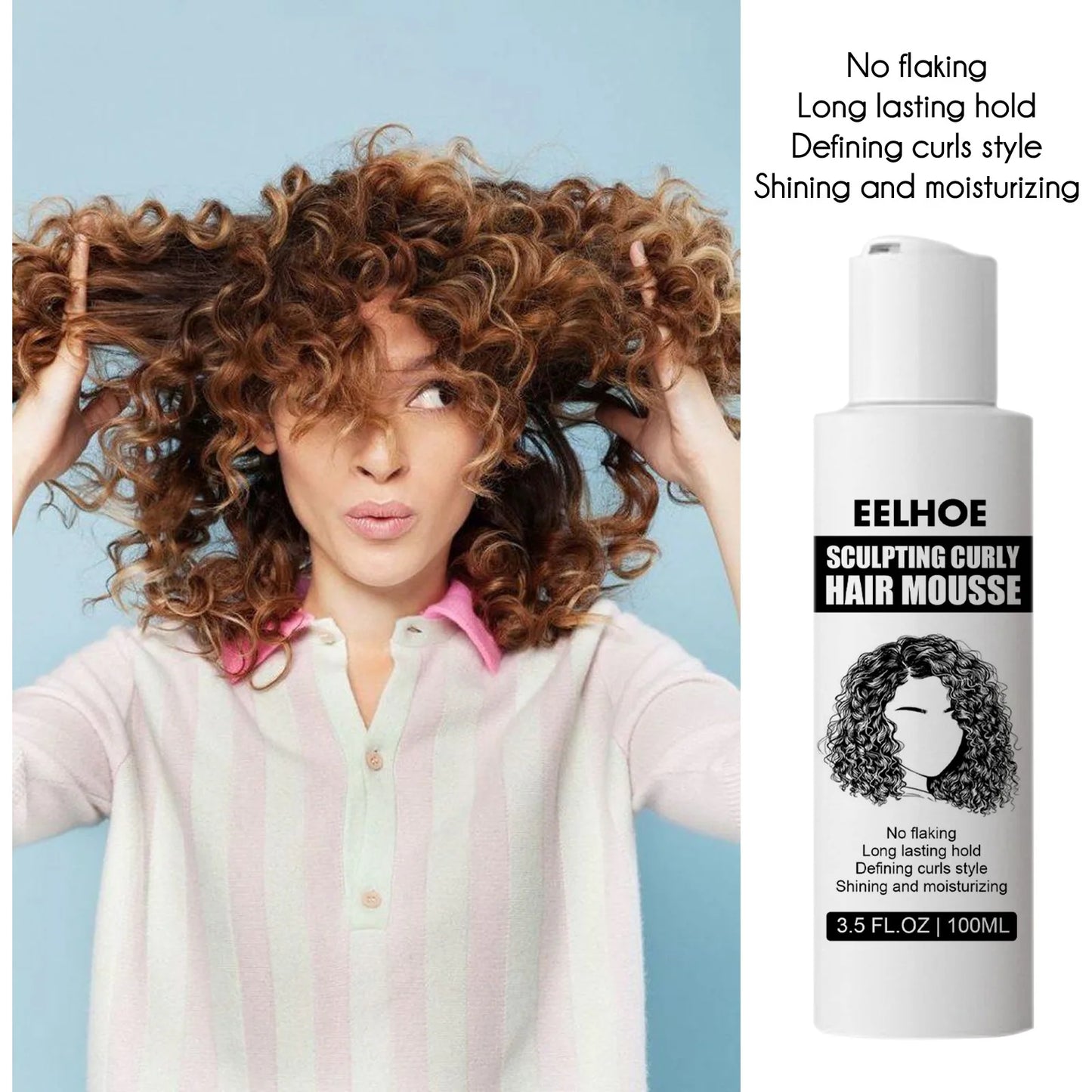 100ml Curly Elastin Mousse for Wavy Hair Care Peaceful Pleasures Health and Wellness