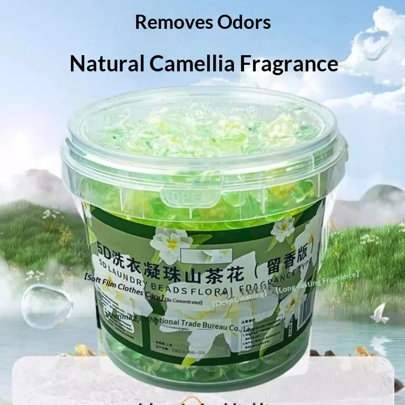 Camellia 5 in 1 Laundry Gel Bead Fragrance Bead Household Large Barrel 50 Piece Laundry Bead Instant Underwear Laundry Liquid Peaceful Pleasures Health and Wellness