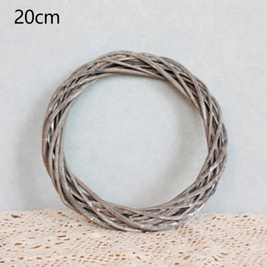 Christmas Rattan Ring Wreath Wicker Vine Garland Hanging Wedding Grey Peaceful Pleasures Health and Wellness 20cm