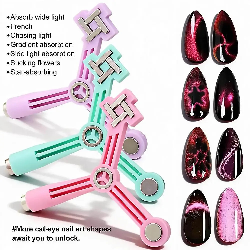 4-in-1 Cat Eye Magnetic for Nails, Windmill Cylindrical Strong Magnetic Tip for Flower Side Light Shape Gel Nail Polish Tool Peaceful Pleasures Health and Wellness