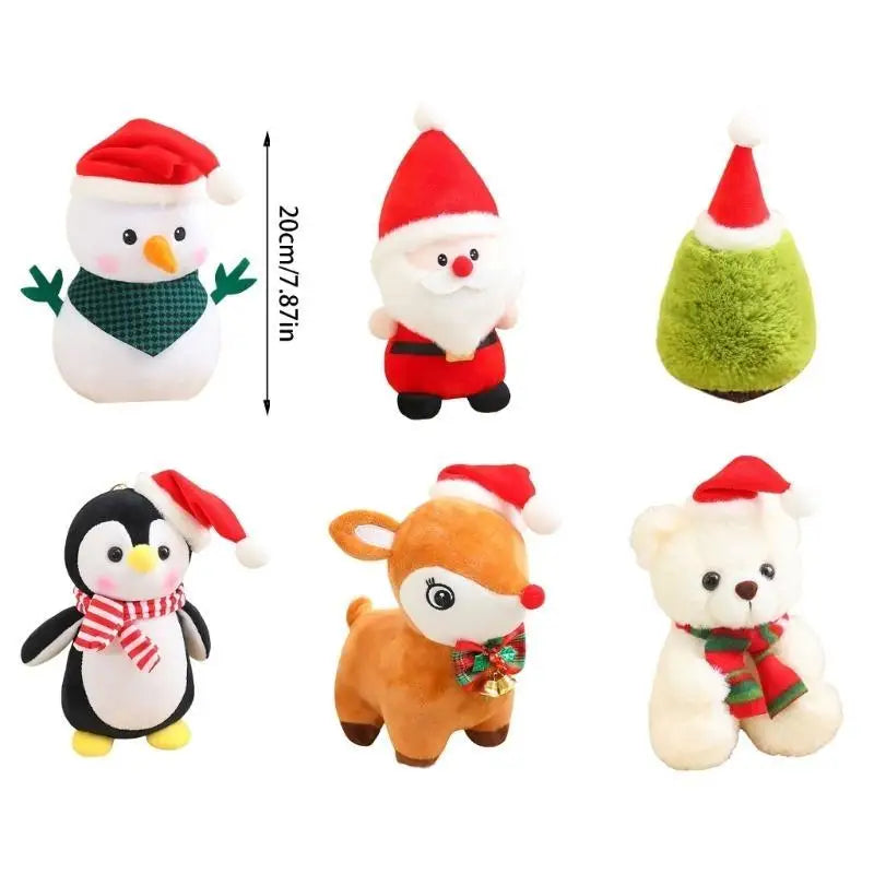 Christmas Plush Bear Toy – Embroidered, 20cm | Holiday Gift