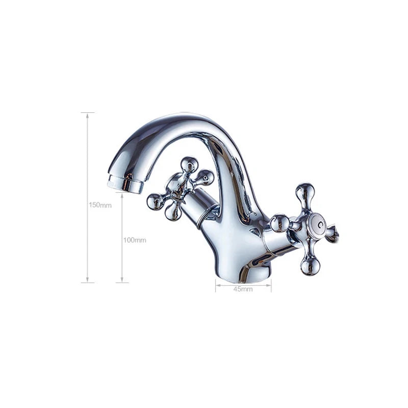 Antique Brass Dual Handle Basin Faucet | Hot & Cold Mixer Tap