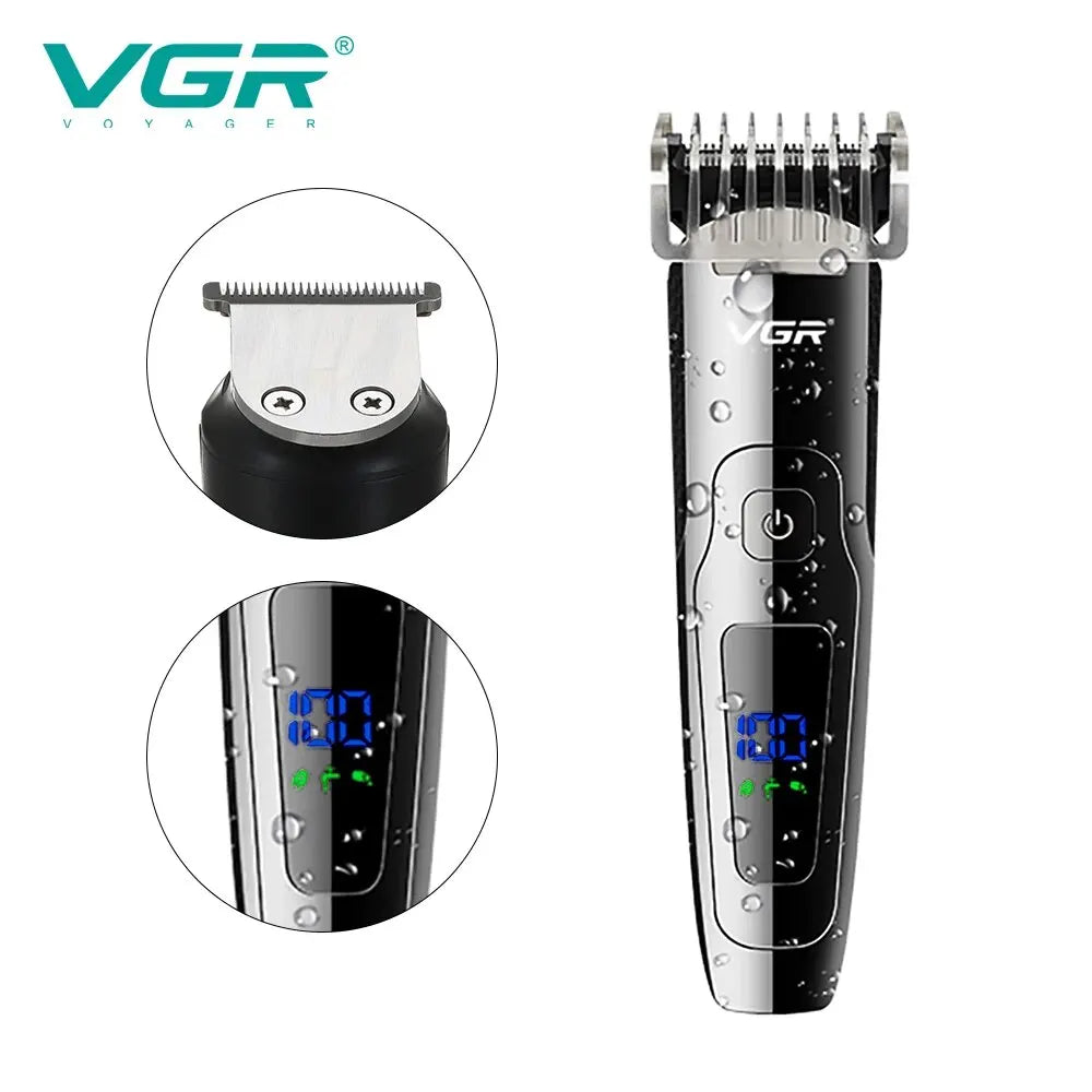 VGR Electric Razor Full Body Wash Lightweight Hair Clipper for Men Fine Tuning LED Display Electric Clipper V-072 Peaceful Pleasures Health and Wellness