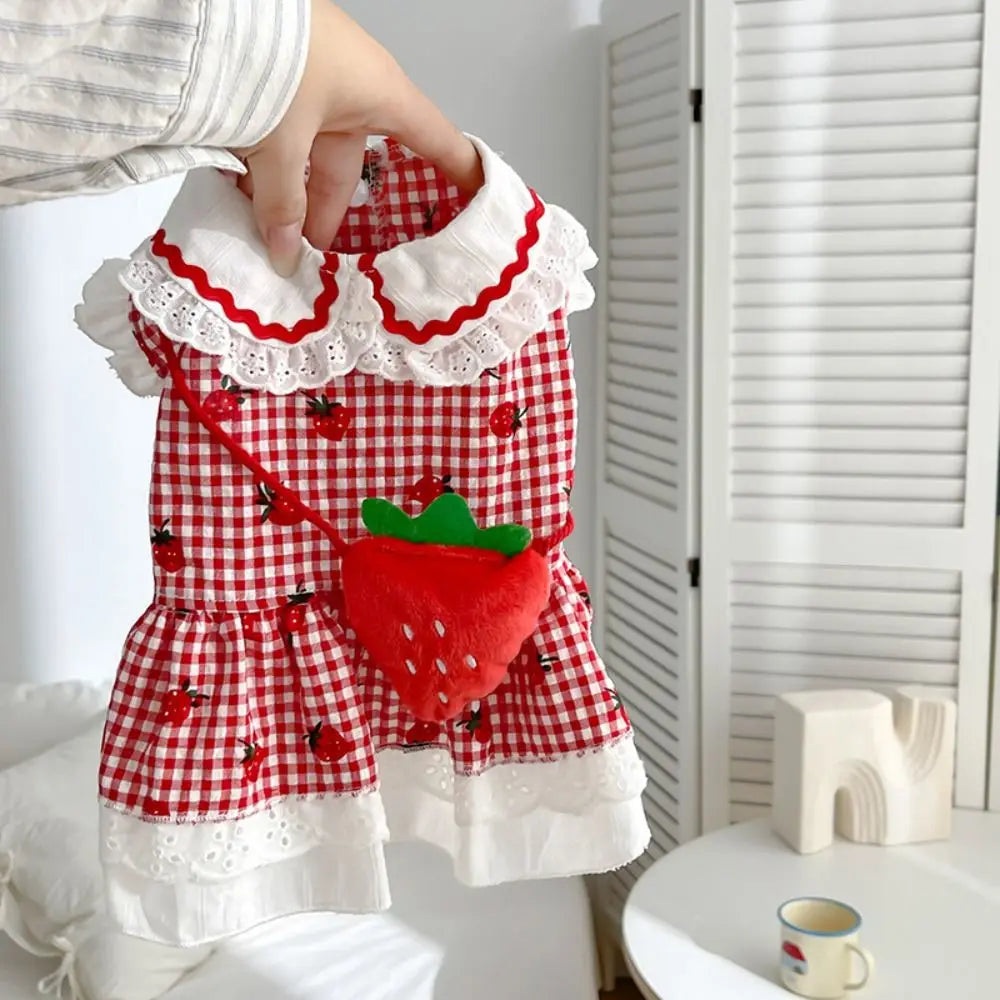 Strawberry Pet Dress – Soft Summer Skirt for Cats & Puppies