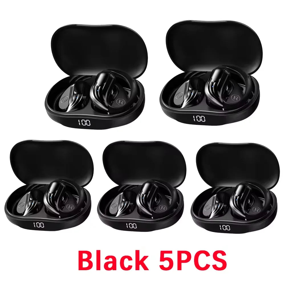 Wireless Bluetooth 5.3 Earhook Earphone LED Display Sports Earhook Headphones Deep Bass HiFi Stereo Noise Cancelling Earphones Peaceful Pleasures Health and Wellness 5 Pcs