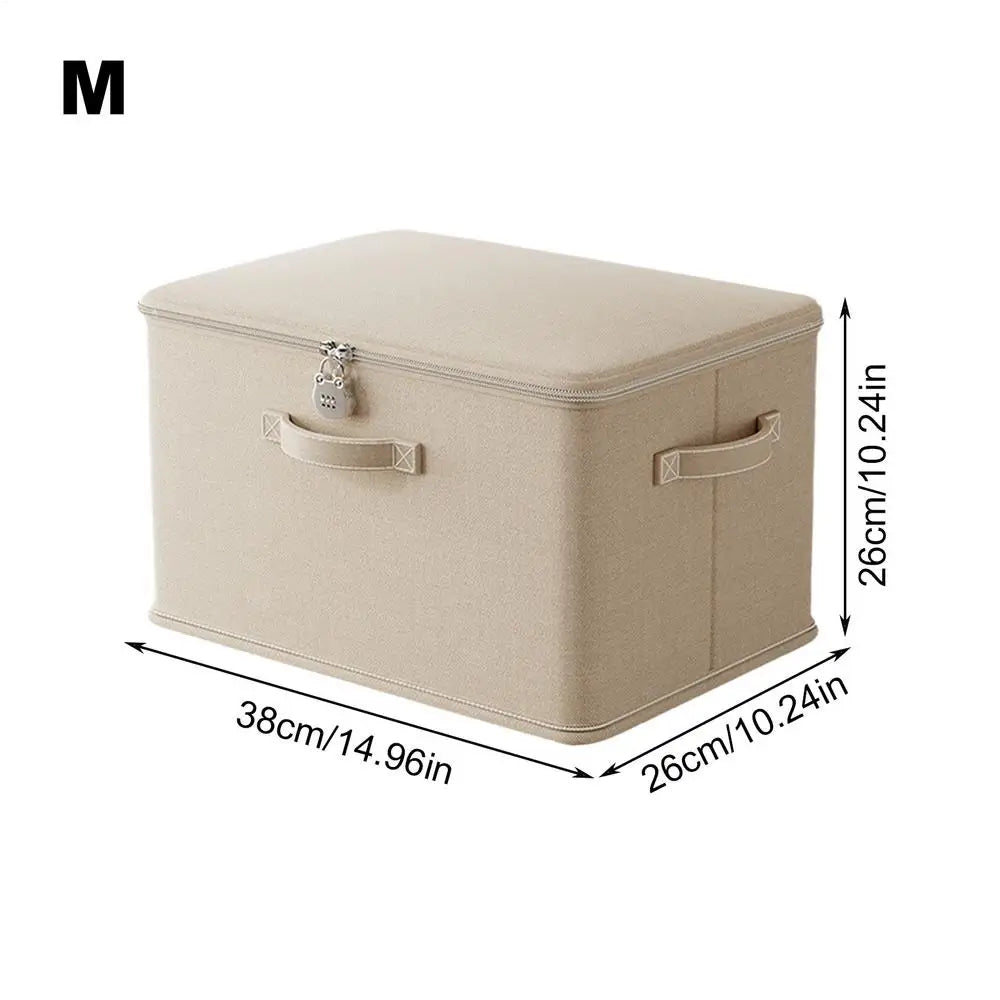 Lockable Storage Box, Odor Proof Stackable Container With Handle, Washable Shelf Baskets For Blanket Clothing Toys Home Organiza Peaceful Pleasures Health and Wellness M cream colored